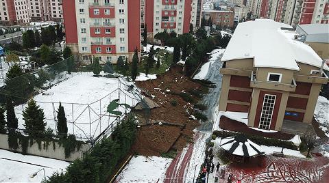 Başakşehir'de Okulun İstinat Duvarı Çöktü