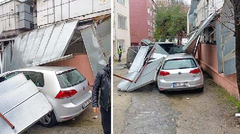 Bahçelievler'de Fırtına Hastane Dış Cephesini Uçurdu