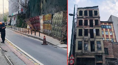 Beyoğlu'nda Metruk Binada Çökme Riski; Yol Kapatıldı