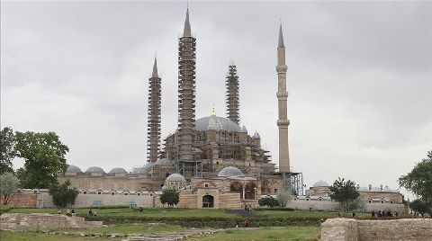 Restorasyondaki Selimiye Camisi'nde Ana Kubbe Çalışmaları Bitti