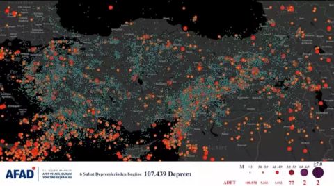 Türkiye ve Yakın Çevresinde Son 2 Yılda 107 Bin Deprem Meydana Geldi