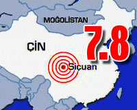 Çin'de 7.8 Büyüklüğünde Deprem