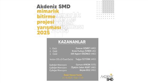 AKDENİZ SMD Mimarlık Bitirme Projesi Yarışması Sonuçlandı